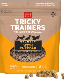 Cloud Star Tricky Trainers Crunchy Dog Training Treats 12 oz. Bag, Cheddar Flavor, Low-Calorie Behavior Aid with 680 Treats