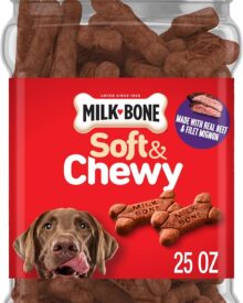 Milk-Bone Soft & Chewy Dog Treats, 25 Oz. Canister | Made with real beef & filet mignon, tender dog treats, easy to chew, for dogs of all ages and sizes