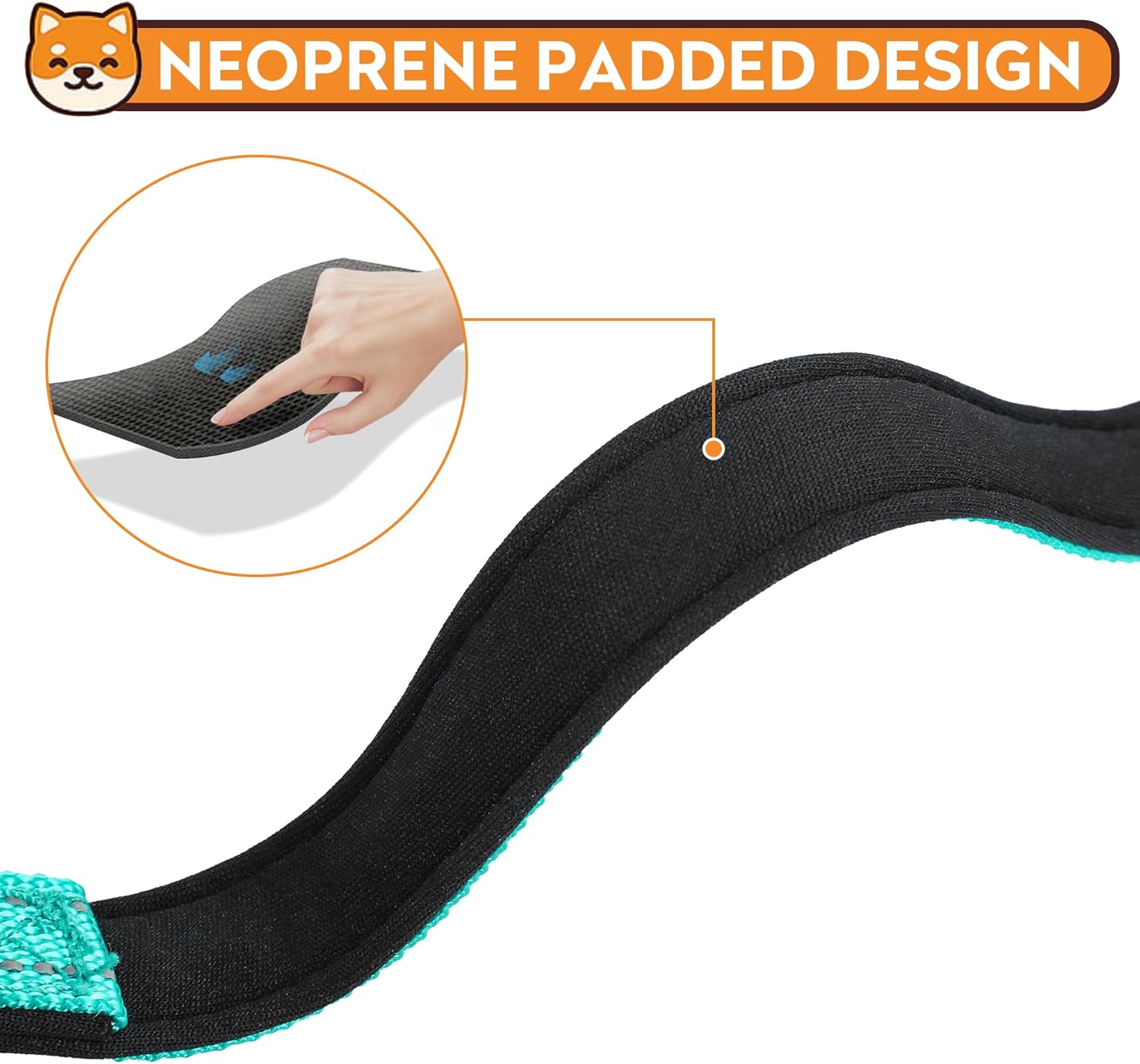 Reflective Dog Collar, Adjustable Soft Neoprene Padded,Teal,M | Breathable Nylon for Medium Dogs,Tear-Resistant Webbing,Chafe‑Free on Walks and Hikes,Metal D-Ring,Night Safety - Image 3